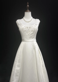Unique Bridal Gown Ball Gown Square Neck Long White Satin 70s Wedding Dresses Vintage Bridal Gowns HZ1121