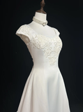 Unique Wedding Dress Ball Gown Square Neck Long White Satin 90s Wedding Dresses Vintage Bridal Gowns HZ1121