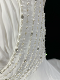 Unique Wedding Dress A Line Square Neck White Chiffon Beads 90s Wedding Dresses Vintage Bridal Gowns HZ1121