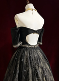 Vintage Ball Gown Off The Shoulder Black Tulle Lace Formal 8th Grade Homecoming Dresses Summer Middle School Hoco Dress 20th Birthday Outfits HZ1121