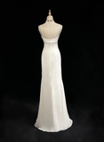 Unique Wedding Dress Mermaid Spaghetti Straps White Chiffon Beads 90s Wedding Dresses Vintage Bridal Gowns HZ1121