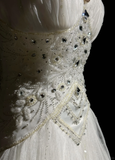 Unique Bridal Dress A Line V Neck White Tulle Long 90s Wedding Dresses Vintage Bride Dress Bridal Gowns HZ1121