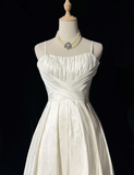 Unique Bridal Dress High Low Spaghetti Straps White 90s Wedding Dresses Vintage Bride Dress Bridal Gowns HZ1121