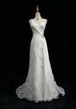 Unique Bridal Dress Mermaid One Shoulder Chiffon White Lace Wedding Dress With Beads 90s Wedding Dresses Vintage Bride Dress Bridal Gowns HZ1121