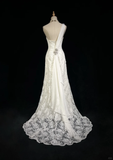 Unique Bridal Dress Mermaid One Shoulder Chiffon White Lace Wedding Dress With Beads 90s Wedding Dresses Vintage Bride Dress Bridal Gowns HZ1121