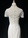 Unique Bridal Gown Mermaid Strapless Chiffon Wedding Dress With White Short Sleeves Lace Jacket Wedding Dresses Vintage 80s Wedding Gowns HZ1121