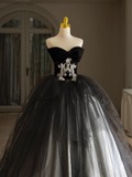 Luxury Ball Gown Sweetheart Neck Off Shoulder Lace Appliques Black Tulle Quinceanera Dress Quinceanera Dress Formal Gowns Vestido De 15 Anos Sweet 16 Dress HZ1121