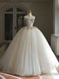 Princess Bridal Dress Ball Gown Sweetheart Tulle Beads Wedding Dress With Short Sleeves Wedding Dresses Modest Wedding Gowns HZ1121