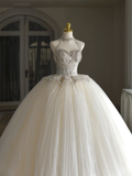 Princess Bridal Dress Ball Gown Sweetheart Tulle Beads Wedding Dress With Short Sleeves Wedding Dresses Modest Wedding Gowns HZ1121