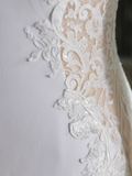 Simple Mermaid Square Neck Long Sleeves Satin Wedding Dress With Lace Wedding Dresses Modest Wedding Gowns Brides Dress HZ1121