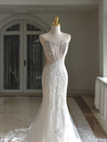 Retro Mermaid Sweetheart Sleeveless Wedding Dress With Lace Wedding Dresses Modest Wedding Gowns HZ1121