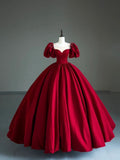 Pretty Ball Gown Sweetheart Satin Red Long Quinceanera Dress Formal Gowns Vestido De 15 Anos Sweet 16 Dress HZ1121