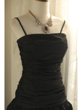Retro A Line Spaghetti Straps Black Satin Mini Short Formal 8th Grade Homecoming Dresses Summer Middle School Hoco Dress 18th Birthday Outfits HZ1121