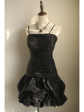 Retro A Line Spaghetti Straps Black Satin Mini Short Formal 8th Grade Homecoming Dresses Summer Middle School Hoco Dress 18th Birthday Outfits HZ1121