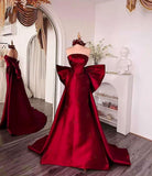 Elegant Mermaid Strapless Burgundy Satin Long Prom Dresses Party Dress Summer 20th Birthday Outfits 18th Birthday Dress Inspo For Teens HZ1121
