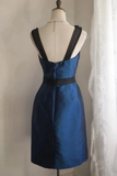 Vintage A Line Navy Blue Satin Flowers Mini Short Formal 8th Grade Homecoming Dresses Summer Middle School Hoco Dress 18th Birthday Outfits HZ1121