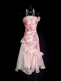 Unique Sheath Strapless Pink Tea Length Formal 7th Grade Homecoming Dresses Middle School Mid Length Prom Dress Hoco Outfits HZ1121
