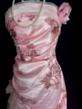 Unique Sheath Strapless Pink Tea Length Formal 7th Grade Homecoming Dresses Middle School Mid Length Prom Dress Hoco Outfits HZ1121