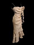 Unique Sheath Spaghetti Straps Gold Tea Length Formal 7th Grade Homecoming Dresses Middle School Mid Length Prom Dress Hoco Outfits HZ1121