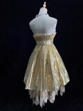 Unique Ball Gown Strapless Sleeveless Short Mini Gold Formal 7th Grade Homecoming Dresses Middle School Prom Dress Hoco Outfits HZ1121