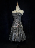 Unique Mermaid Strapless Sleeveless Sequin Silver Gray Formal 7th Grade Homecoming Dresses Middle School Prom Dress Hoco Outfits HZ1121