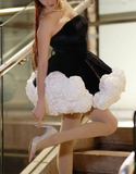 Trendy Ball Gown Strapless Black Velvet Mini Short Formal 7th Grade Homecoming Dresses Middle School Short Prom Dress Hoco Outfits HZ1121