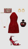 Fancy A line High Neck Red Sequin Mini Short Formal 7th Grade Homecoming Dresses Middle School Short Prom Dress Hoco Outfits HZ1121