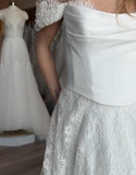 Princess Bridal Dress Mermaid Off The Shoulder Lace Wedding Dress With Short Sleeves Wedding Dresses Modest Wedding Gowns HZ1121