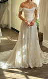Princess Bridal Dress Mermaid Off The Shoulder Lace Wedding Dress With Short Sleeves Wedding Dresses Modest Wedding Gowns HZ1121