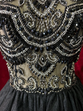 Cute Ball Gown High Neck Black Tulle Mini Short Formal 7th Grade Homecoming Dresses Middle School Short Prom Dress Cocktail Birthday Outfits HZ1121