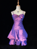 Trendy A Line Spaghetti Straps Grape Mini Short Formal 8th Grade Homecoming Dresses Middle School Short Prom Dress Hoco Outfits HZ1121