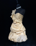 Cute Ball Gown One Shoulder Champagne Taffeta Mini Short Formal 7th Grade Homecoming Dresses Middle School Short Prom Dress Cocktail Birthday Outfits HZ1121