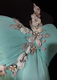 Cute A Line One Shoulder Light Blue Chiffon Layers Formal 7th Grade Homecoming Dresses Middle School Short Prom Dress Cocktail Birthday Outfits HZ1121