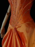 Vintage Ball Gown Spaghetti Straps Orange Taffeta Knee Length Formal 8th Grade Homecoming Dresses Middle School Prom Dress Hoco Outfits HZ1121