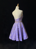 Unique A Line Sweetheart Satin Lilac Lace Short Mini Formal 7th Grade Homecoming Dresses Middle School Short Cocktail Night Dress Hoco Outfits HZ1121