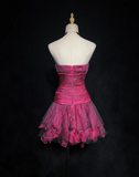 Unique Ball Gown Spaghetti Straps Pink Tulle Short Mini Formal 7th Grade Homecoming Dresses Middle School Short Cocktail Night Dress Hoco Outfits HZ1121