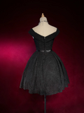Vintage Ball Gown Off The Shoulder Black Lace Formal 8th Grade Homecoming Dresses Middle School Short Prom Dress Hoco Outfits HZ1121