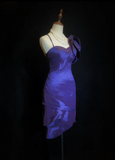 Trendy Sheath Spaghetti Straps Grape Mini Short Formal 8th Grade Homecoming Dresses Middle School Cocktail Dress Hoco Outfits HZ1121