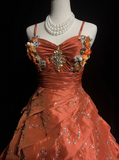 Cute Ball Gown Sweetheart Orange Taffeta Layers Formal 7th Grade Homecoming Dresses Middle School Short Prom Dress Cocktail Birthday Outfits HZ1121