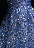 Cute Ball Gown Spaghetti Straps Blue Sequin Short Mini Formal 8th Grade Homecoming Dresses Middle School Cocktail Night Dress Hoco Outfits HZ1121