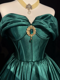 Trendy Ball Gown Off The Shoulder Green Satin Mini Short Formal 8th Grade Homecoming Dresses Middle School Hoco Dress Cocktail Outfits HZ1121
