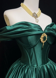 Trendy Ball Gown Off The Shoulder Green Satin Mini Short Formal 8th Grade Homecoming Dresses Middle School Hoco Dress Cocktail Outfits HZ1121