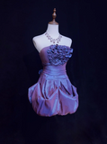 Vintage Ball Gown Strapless Taffeta Grape Mini Short Formal 8th Grade Homecoming Dresses Middle School Hoco Dress Cocktail Outfits HZ1121