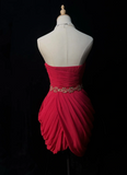 Vintage Sheath Sweetheart Red Chiffon Short Formal 8th Grade Homecoming Dresses Middle School Cocktail Dress Mini Hoco Outfits HZ1121