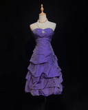 Vintage Ball Gown Sweetheart Grape Taffeta Knee Length Formal 8th Grade Homecoming Dresses Middle School Cocktail Dress Hoco Outfits HZ1121