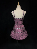 Vintage Sheath Spaghetti Straps Grape Taffeta Short Mini Formal 8th Grade Homecoming Dresses Middle School Cocktail Dress Hoco Outfits HZ1121