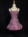 Vintage Sheath Spaghetti Straps Grape Taffeta Short Mini Formal 8th Grade Homecoming Dresses Middle School Cocktail Dress Hoco Outfits HZ1121