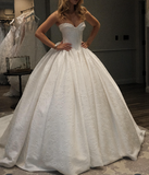 Retro Ball Gown Sweetheart Sleeveless White Satin Wedding Dress Modest Wedding Dresses Princess Wedding Gowns HZ1121