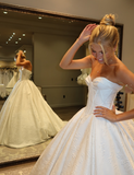 Retro Ball Gown Sweetheart Sleeveless White Satin Wedding Dress Modest Wedding Dresses Princess Wedding Gowns HZ1121