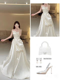Unique Wedding Dresses Ball Gown Sweetheart Neck Satin White Long Wedding Dresses Simple Bride Dress Bridal Gowns HZ1121